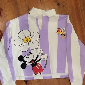 Disney Purple and White Mickey Mouse Crop Top